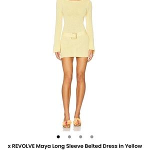 Revolve Maya Long Sleeve Belted Dress in Yellow